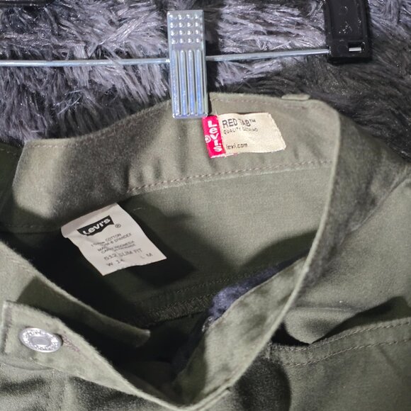 Levi’s 512 Slim Fit Women’s Pants Olive Green Size 14 Red Tab Y2K Stretch - Picture 4 of 10